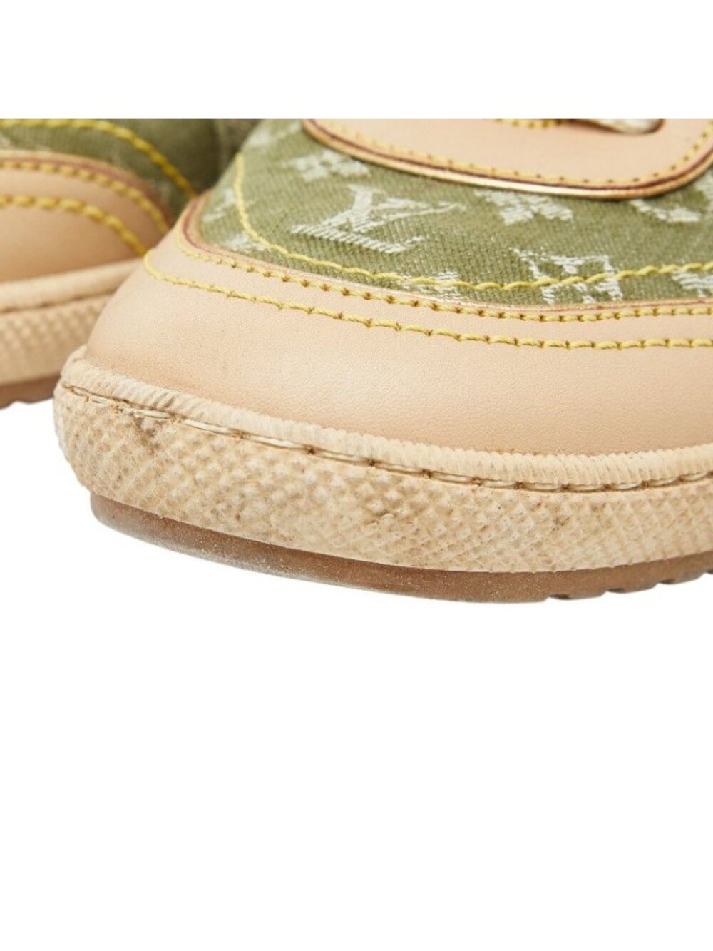 Louis Vuitton Monogram Sneakers 35.5 Beige Green Canvas Leather - Picture 6 of 8